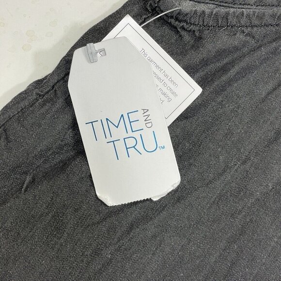 TIME & TRU Chambray Halter Top Tie‎ Back Keyhole Womens XXL / XXXL Black NEW - Picture 5 of 14